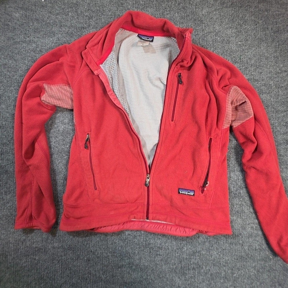 Patagonia Jacket Womens Medium Red Fleece Full Zip Lined Outdoor Warm Pockets